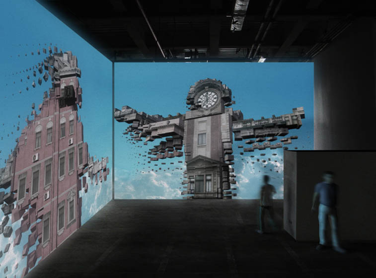Interactive video new media art installation in Shanghai biennale