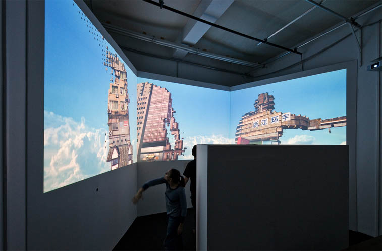 Interactive video new media art installation in Shanghai biennale