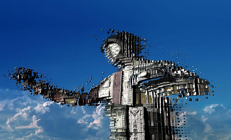 Interactive video new media art installation in Shanghai biennale